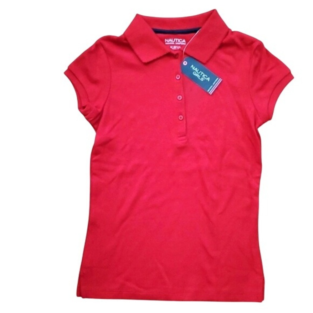 Nautica NWT Girls School Uniform Red Short Sleeve Polo Shirt Size 8/10 Medium